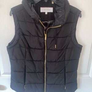 Calvin Klein Black Quilted Vest with Gold Details
